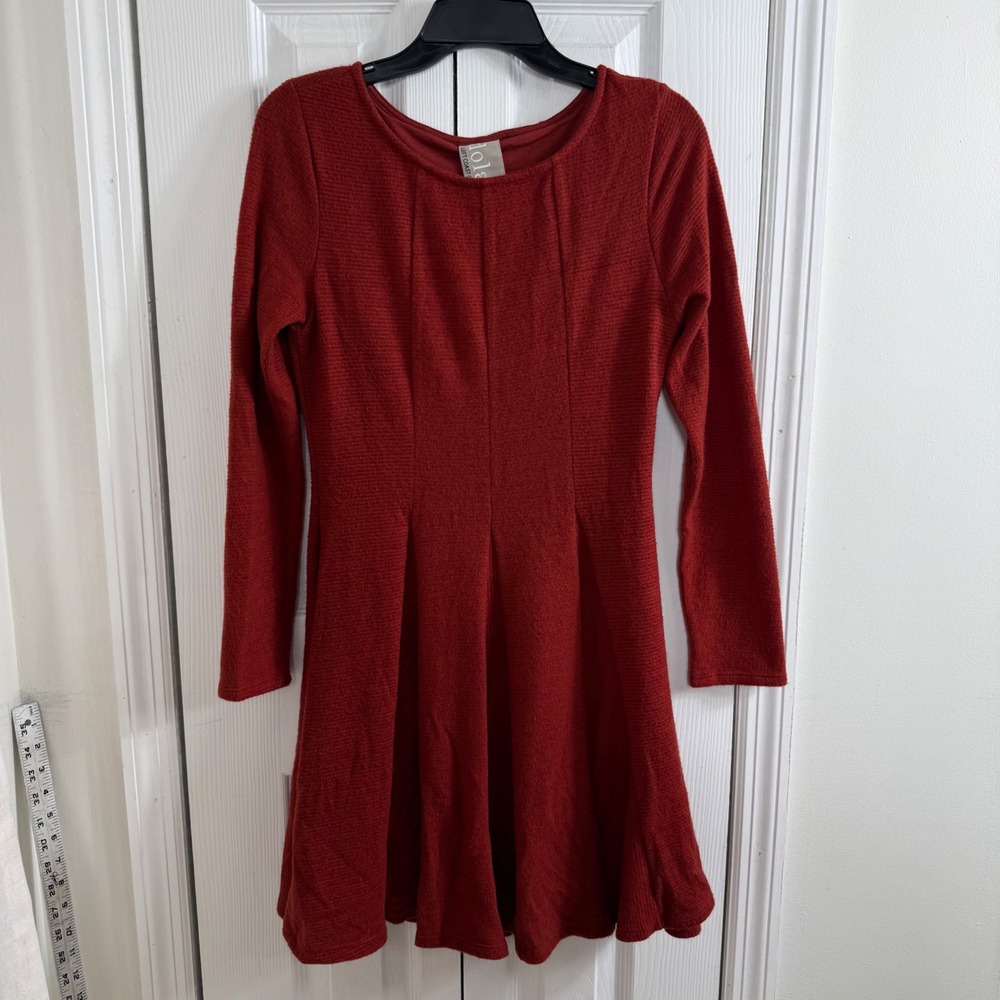 Dolan Left Coast Collection Fit Flare Dress S Rust Red Long Sleeve Cottagecore